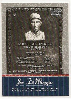 2001 Upper Deck baseball card #JD50 NM/M Joe DiMaggio Pinstripe Exclusive New York Yankees