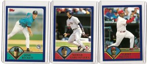 2003 Topps baseball PROMO cards PP1 Albert Pujols PP2 Josh Beckett PP3 Nomar Garciaparra NM/M