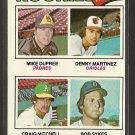1977 Topps baseball card #491 (B) Rookies Dennis Martinez, Mike Dupree, Craig Mitchell, Bob Sykes NM