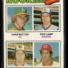 1977 Topps baseball card #475 Rookies Chris batton Rick Camp Scott McGregor Manny Sarimento VG