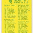 1967 Philadelphia (Philly) football card #198 (B) Checklist 2 EX - Unmarked