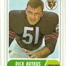 1968 Topps football card #127 Dick Butkus EX (corner has small stain) Chicago Bears