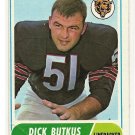 1968 Topps football card #127 (B) Dick Butkus VG (corner bend) Chicago Bears