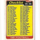 1981 Topps football card #389 checklist - Unmarked VG/EX