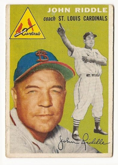 1954 Topps baseball card #147 John Riddle Vg St. Louis cardinals