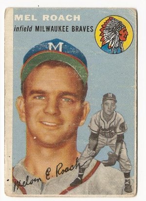 1954 Topps baseball card #181 Mel Roach good condition Milwaukee braves