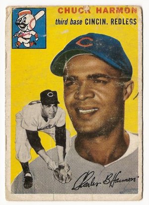 1954 Topps baseball card #182 Chuck Harmon fair condition Cincinnati Reds