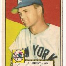1952 (original) Topps baseball card #49 Johnny Sain (corrected) VG red back
