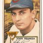 1952 (original) Topps baseball card #105 (B) John Pramesa VG