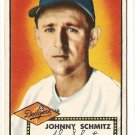 1952 (original) Topps baseball card #136 Johnny Schmitz EX-
