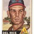 1953 Topps baseball card #68 Del Rice VG St. Louis Cardinals