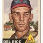 1953 Topps baseball card #68 Del Rice VG St. Louis Cardinals