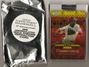 2003 Topps Finest Gold Chrome Refractor #12 Jimmy Rollins Box Topper card #90/199