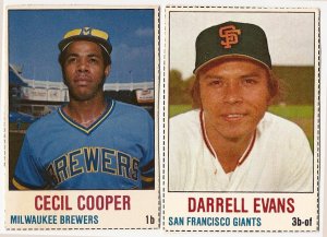 1978 Hostess baseball cards 54 - Darrell Evans, 119 - Cecil Cooper