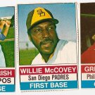 1976 Hostess baseball cards 124, 125, 126, Willie McCovey, Greg Luzinski, Larry Parrish