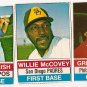1976 Hostess baseball cards 124, 125, 126, Willie McCovey, Greg Luzinski, Larry Parrish