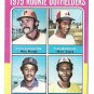 1975 Topps baseball card #616 (B) Jim Rice, Dave Augustine, Pepe Mangual, John Scott RC EX/NM