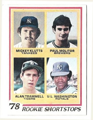 Mickey Klutts / Paul Molitor / Alan Trammell / U.L. Washington 1978 Topps  #707 Rookie Shortstops RC