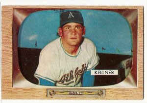 1955 Bowman baseball card #53 Alex Kellner VG (backside off-center - miscut)