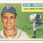 1956 Topps baseball card #233 (C) Carl Erskine EX Brooklyn Dodgers