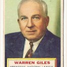 1956 Topps baseball card #2 Warren Giles VG President - National league