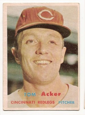 1957 Topps baseball card #219 Tom Acker VG/EX