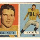 1957 Topps football card #120 Paul Miller NM Los Angeles rams