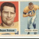 1957 Topps football card #87 Duane Putnam VG Los Angeles rams