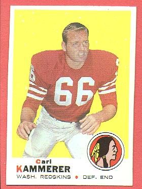 1969 Topps football card #158 (B) Carl Kammerer NM Washington Redskins