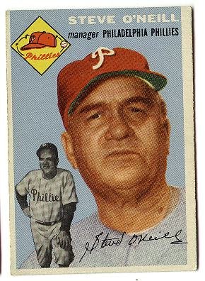 1954 Topps baseball card #127 (B) Steve O'Neill VG Philadelphia Phillies
