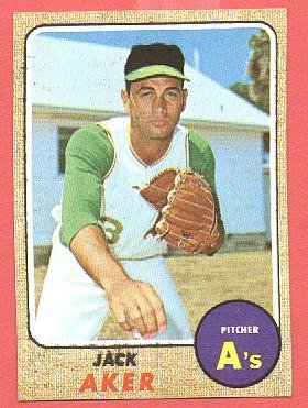 1968 Topps baseball card #224 Jack Aker EX