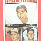 1964 Topps baseball card #5 Strikeout Leaders Sandy Koufax, Jim Maloney, Don Drysdale VG