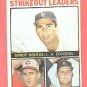 1964 Topps baseball card #5 Strikeout Leaders Sandy Koufax, Jim Maloney, Don Drysdale VG