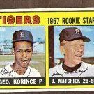1967 Topps baseball card #72 George Korince & John Matchick RC rookies EX Detroit Tigers