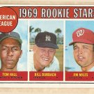 1969 Topps baseball card #658 Tom Hall, Bill Burbach, Jim Miles RC rookies EX