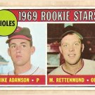 1969 Topps baseball card #66 Mike Adamson & Merv Rettenmund RC rookies EX