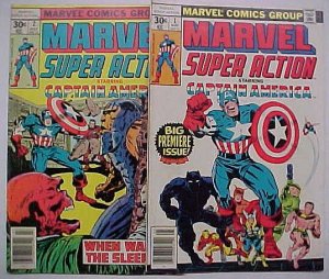 Marvel Super Action comic book #1 & 2 1977 Starring Captain America VG