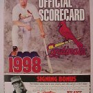 1998 St. Louis Cardinals Scorecard UNUSED, NM, Mark McGwire score card