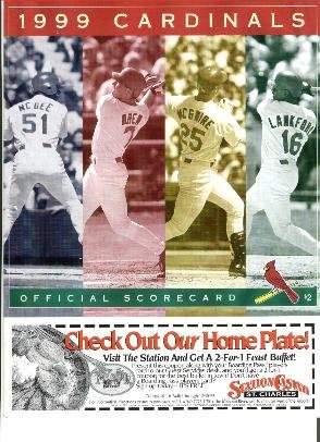 1999 St. Louis Cardinals baseball Scorecard - Unused, trifold, NM/M Mark McGwire score card