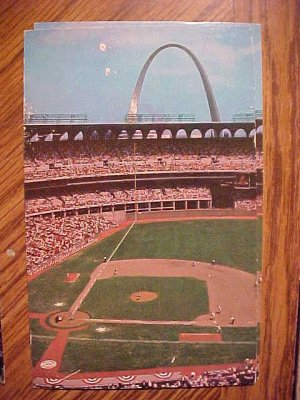 TWO Postcards - Busch Memorial Stadium, St. Louis MO, 1970's, used, both G/VG condition