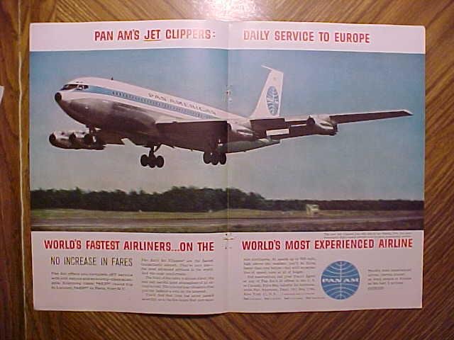 Magazine print ad - 1960's Pan Am Airlines w/ Jet Clipper planes