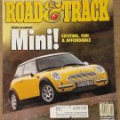 Road & Track magazine February 2002 BMW Mini Cooper, Cadillac CTS, Toyota matrix, Porsche Rturbo
