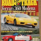 Road & Track magazine August 1999 Ferrari Modena 360, Honda S2000, Porsche 911 GT3
