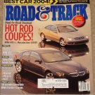 Road & Track magazine April 2004 BMW 645 Ci, Mercedes Benz CLK500, Turbo Miata, best car 2004