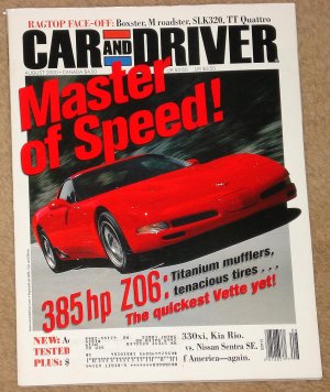 Car & Driver magazine August 2000 Corvette Z06, Porsche Boxster, Mercedes SLK320, Audi TT Quattro