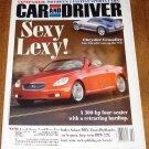 Car & Driver magazine February 2001 Chrysler Crossfire, Lexus SC430, Suburu WRX, BMW 328i