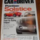 Car & Driver magazine April 2002 Pontiac Solstice, Kia Sedona, Mercedes SL500, NASCAR