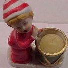 Christmas Caroler figure candle holder w/ candle, 4.5" tall, ceramic/porcelain, perfect condition