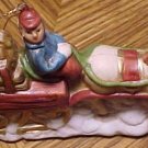 Horse Drawn Sled Christmas tree Ornament (or free standing figure), ceramic/porcelain, 3.5" long