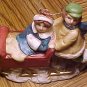 Sled ride Christmas tree Ornament (or free standing figure), ceramic/porcelain, 3" long